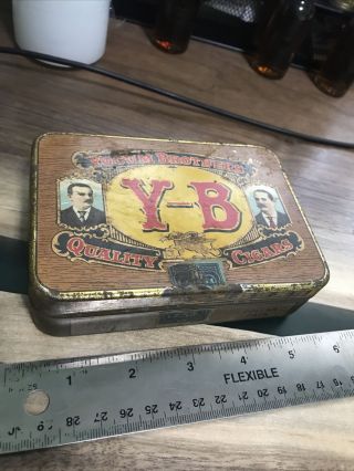 Vintage Y - B Yocum Brothers Cigars Reading Pa Tobacco Advertising Tin Box Stamp