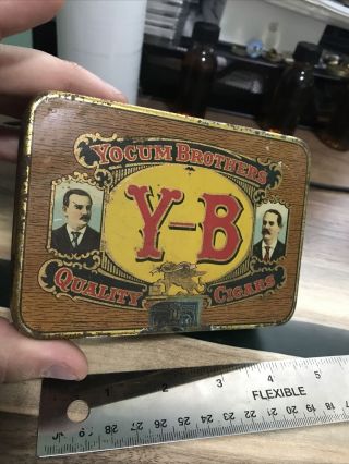 Vintage Y - B Yocum Brothers Cigars Reading PA Tobacco Advertising Tin Box Stamp 3