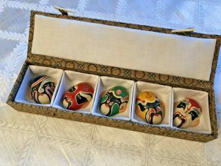Vintage Chinese Opera Miniature Hand Painted Face Masks - Set Of 5