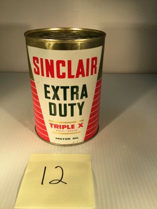 12) Old Sinclair Extra Duty X 1 One Quart Qt Motor Oil Tin Can Sign Gas Station