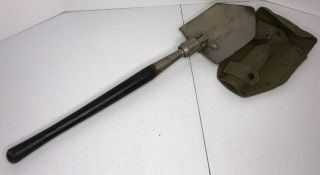 Vintage Us Army Folding Trench Shovel - Us Ames 1945 Military Tool With Case