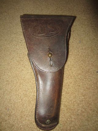Vintage Wwii U.  S.  Leather Pistol Holster Colt 45 M1911 Ww2 Army
