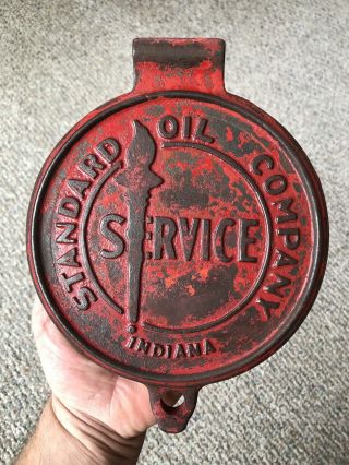 Standard Oil Lubester Lid Cast Iron Oil Tank Can Sign Gas Station Pump