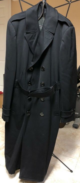 Wwii Usn Us Navy Officer Black Wool Pea Coat Bridge Deck Jacket Overcoat