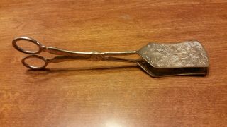 Vintage Fancy Cake / Pastry Serving Tongs Silver Plated