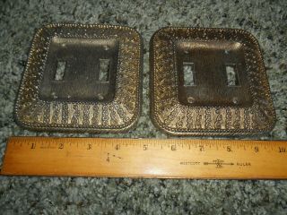 2 Vintage 1968 American Tack 50tt Double Switch Plate Metal Ornate