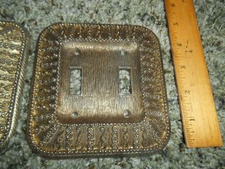 2 VINTAGE 1968 American Tack 50TT Double Switch Plate Metal Ornate 2