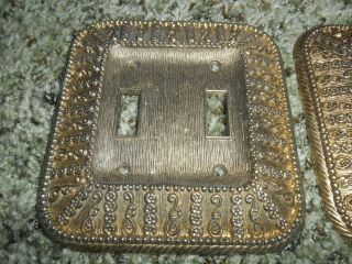 2 VINTAGE 1968 American Tack 50TT Double Switch Plate Metal Ornate 3