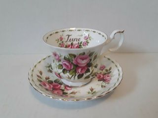 Vintage 1970 Royal Albert Flower Of The Month June Roses Tea Cup Saucer Set