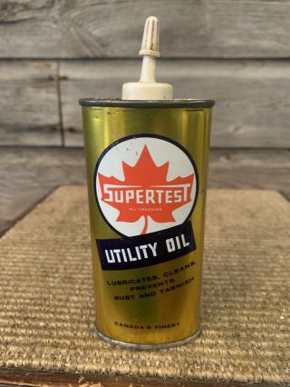 Vintage Supertest Oil Can Utility 4 Oz.  Handy Oiler Tin
