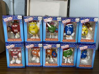 Set Of 10 M&m Holiday Ornaments Yellow,  Green,  Orange,  Red,  Blue