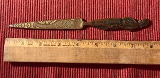 Vintage Bronze Ornate Native American Indian Letter Opener 8 Inches