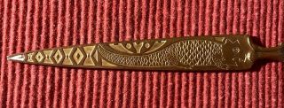 Vintage Bronze Ornate Native American Indian Letter Opener 8 Inches 3