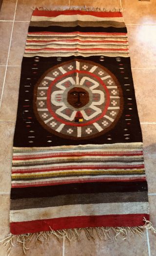 Vintage Native Indian Saddle Blanket Rug Hand Woven Wool Mexican?