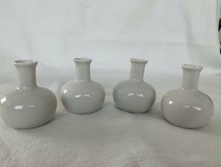 Vintage Chinese Bud Vases Set Of 4 White Bone China Miniature Flower Jars 3 "
