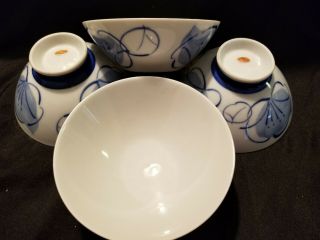 Rice Bowls Blue And White Made In Japan Set Of 4