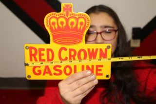 Red Crown Gasoline Standard Oil Co.  Gas Station Porcelain Metal Sign 3