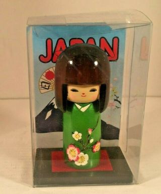 Mini Japanese Kokeshi Doll From Japan,  Green