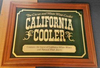 Vintage California Cooler Wine Bar Sign | Real Glass Mirror,  Framed | 17 " X 15 "