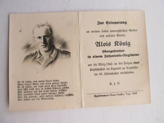 Rare Wwii German Death Card,  Kia By Headshot,  Rare Artist 