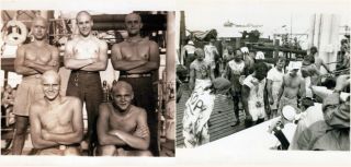 August 1945 End Of Ww2 Sailors Celebrating Shaving Heads Navy Ship Marias