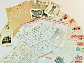12 Wwii Love Letters Naval Ship Marias Overseas Summer 1944 Photos Telegram P