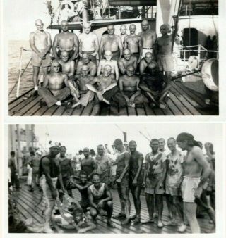 August 1945 End Of Ww2 Sailors Celebrating Shaving Heads Navy Ship Marias C