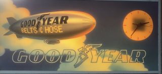 Goodyear Automotive Belts/hoses Lighted Advertising Sign W/clock Goodyear Blimp