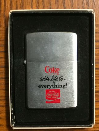 1978 Coca Cola Zippo Lighter " Coke Adds Life To.  Everything " W/box