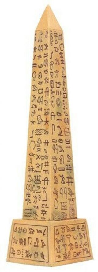 Ancient Egyptian Sandstone Obelisk With Hieroglyphics Figurine Egypt Decoration