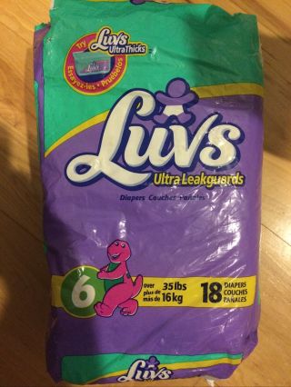 Vintage Cloth Backed Luvs,  Open Package,  11 Size 6 Diapers Remaining.