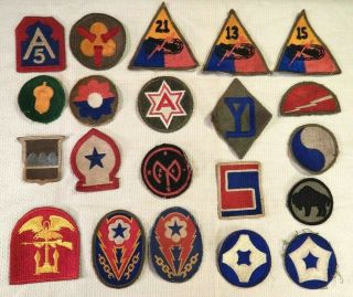 Wwii U.  S.  Army Uniform Patches,  21 Wwii Patches,  All Are In Cond.