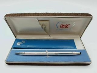 Cross Sterling Silver Ladies Ballpoint Pen &.  Leather Pouch In Cross Box