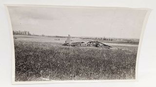 Vintage Black & White Photograph - Wwii Glider / Plane Crash - 4.  5 " X 3 "