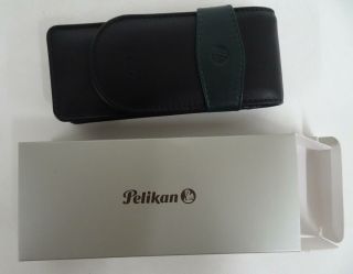 Pelikan Leather Triple Pen Case Black Green Tg32 924092