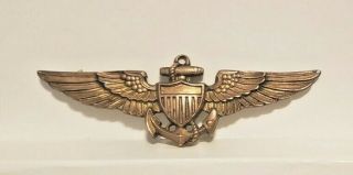 Ww2 Us Navy Marine Pilot Naval Aviator Usn Usmc Gold 10kgf On Silver Wings Badge