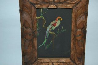 Vintage Feather Art Bird - Colorful Mexico South America Folk Art Handmade Frame