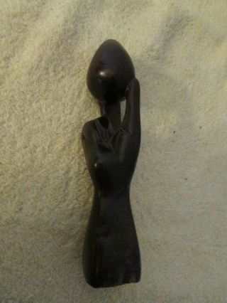 African Hand Carved Wood Sculpture Tribal Art Statue Hand Holding Nut