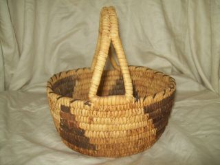 Old Antique Vintage Native American Indian Coil Basket - - Papago Salish??