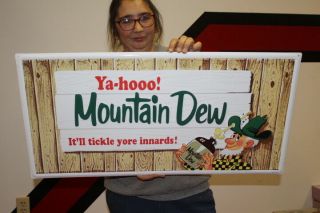 Mountain Dew Soda Pop Gas Station 31 " Reissue Embossed Metal Sign