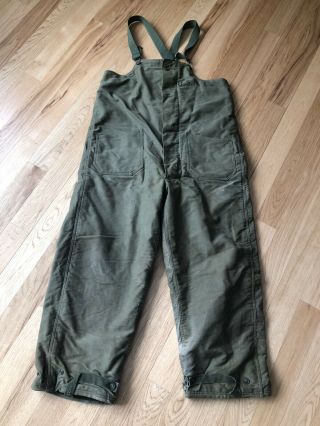 Ww2 Usn Us Navy Military Overalls Olive Green Canvas Deck Pants Medium Nxsx70201