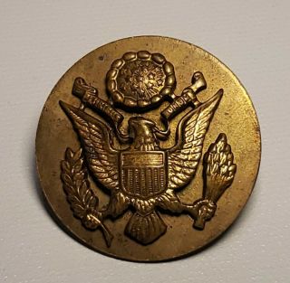Vintage Wwii Brass Us Military Army Hat Pin Badge W/ Eagle E Pluribus Unum 1.  5 "