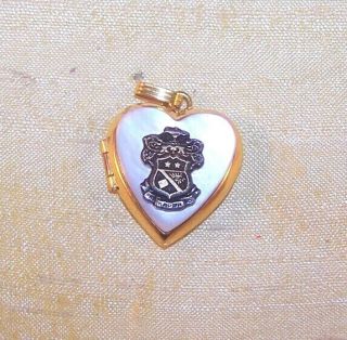 Vintage Phi Kappa Psi Fraternity Mop Small Crest Locket Pendant,  Gold - Filled Old