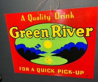 Green River Soda Cardboard Sign 1919 Edelweiss Co Chicago Prohibition Era