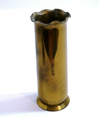 Vintage Ww2 Trench Art Flower / Bud Vase Made From 40mm Brass Shell Wwii 6 1/2 "