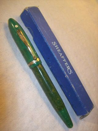 1930 Sheaffer Lifetime Balance Oversize Jade Green Fountain Pen W/14k Gold Nib