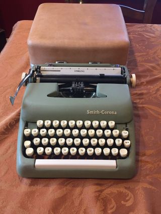 Vintage Smith Corona Green Sterling Typewriter With Case 1950