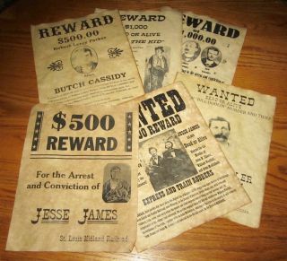 Butch Cassidy Old West Wanted Posters Jesse James Billy The Kid Younger Gang