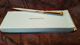 Authentic Tiffany & Co Company Silver And Gold Pen With Cloth Bag And Box
