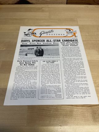 Vintage June 20,  1959 Giants Jottings Baseball Newsletter - The Atomic Blast